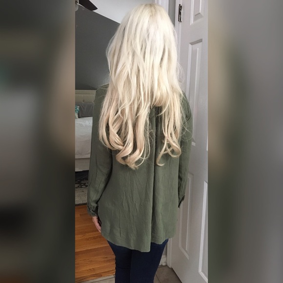 ❤️LAST 1! Must Have Hi Lo Tie Front Olive Tunic! - Picture 2 of 4